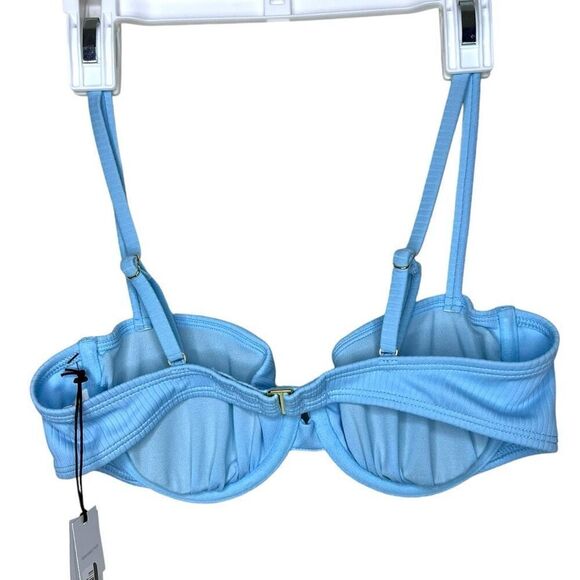 NEW Shade & Shore Ribbed Underwire Bikini Light Blue Top 32B - Picture 6 of 7